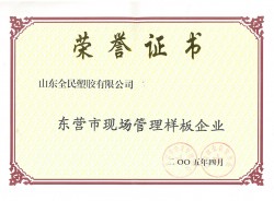 市级现场管理样板企业荣誉市级2005.04